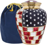 Patriotic Flag Urn for Ashes - Handcrafted Cremation Urn, Large Burial Urns for Ashes Adult Male - Urns for Human Ashes Adult Female, Funeral Decorative Urns - Up to 200 LBS